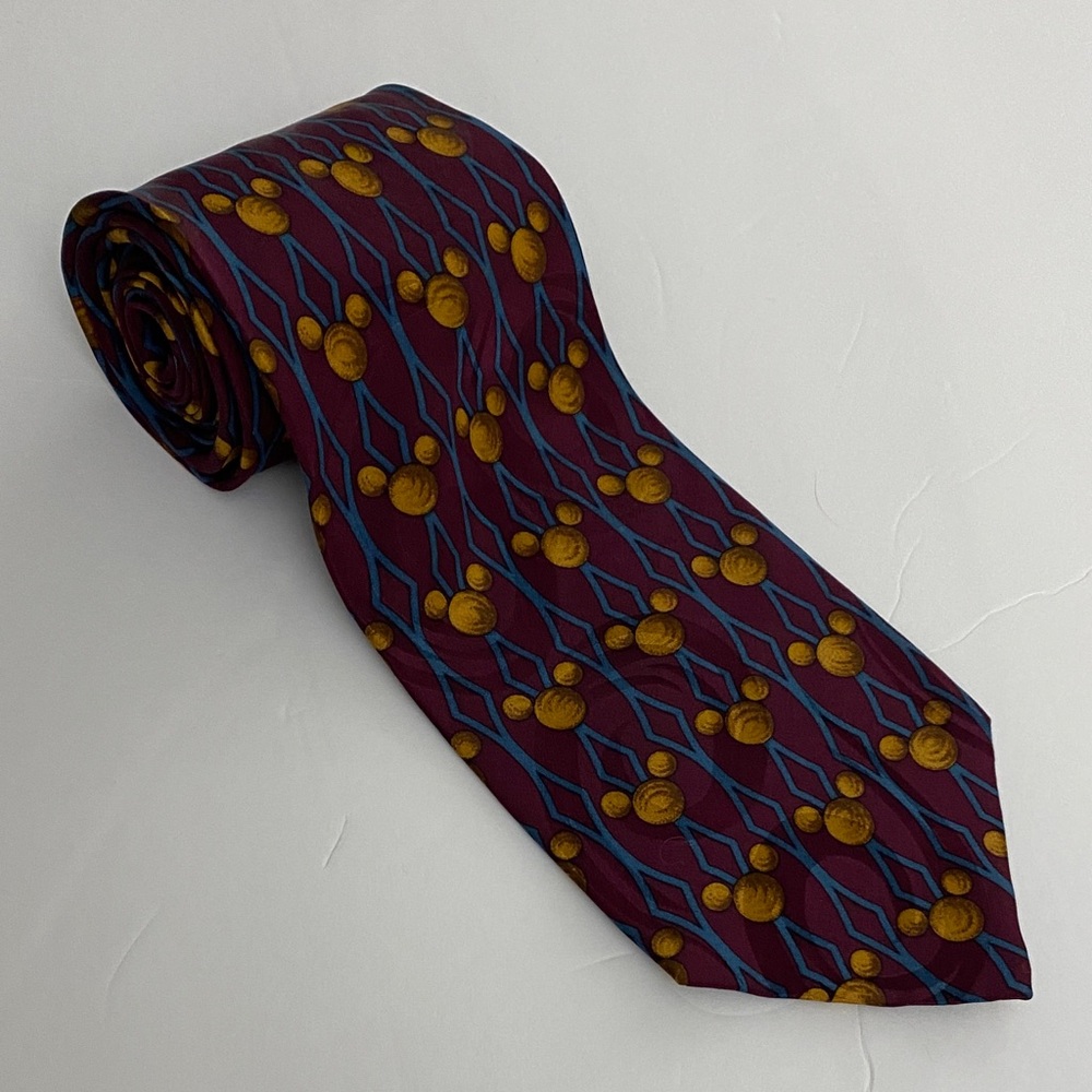 Walt Disney World Elegant Burgundy and Gold Patterned Tie - Picture 1 of 7
